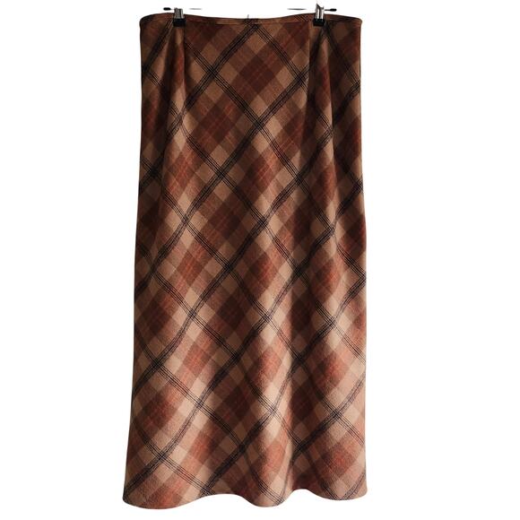 Ann Taylor Loft Dresses & Skirts - Ann Taylor Loft Plaid Wool Blend Long Skirt Brown Orange Size 14